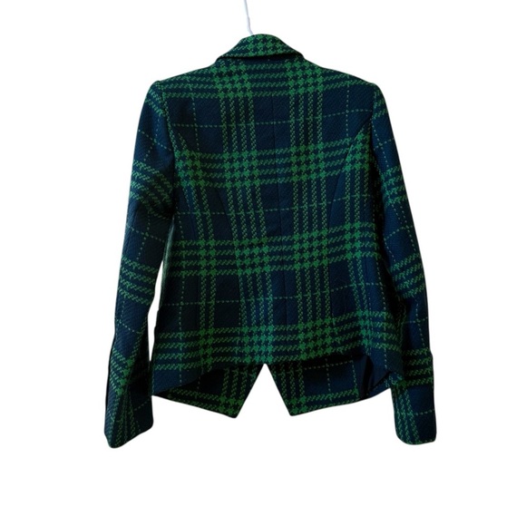 L'AGENCE Brooke Double Breasted Cropped Blazer in Jewel Green Multi Plaid Sz 4 - Picture 5 of 8